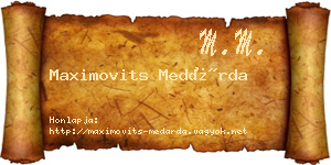 Maximovits Medárda névjegykártya